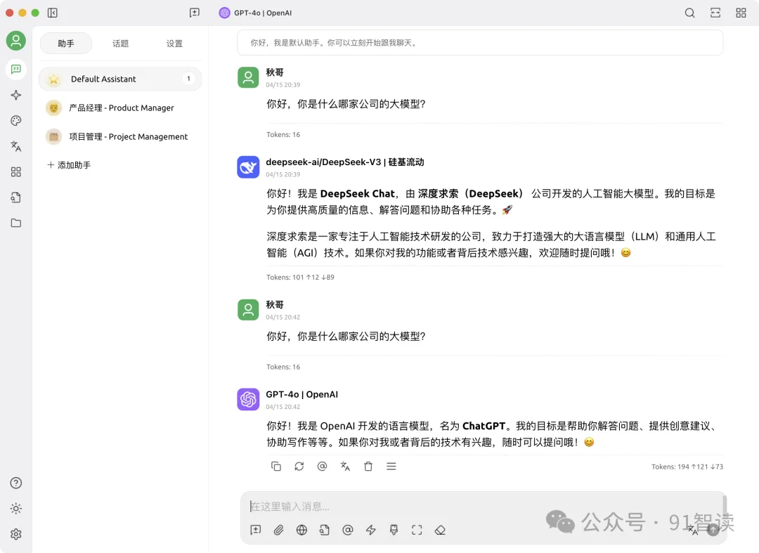 Cherry Studio conversation interface